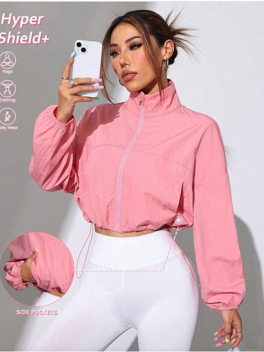 Cropped Windbreaker Jacket - Pink